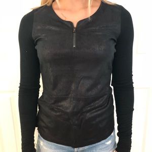 Shiny Black Long Sleeve, zipper